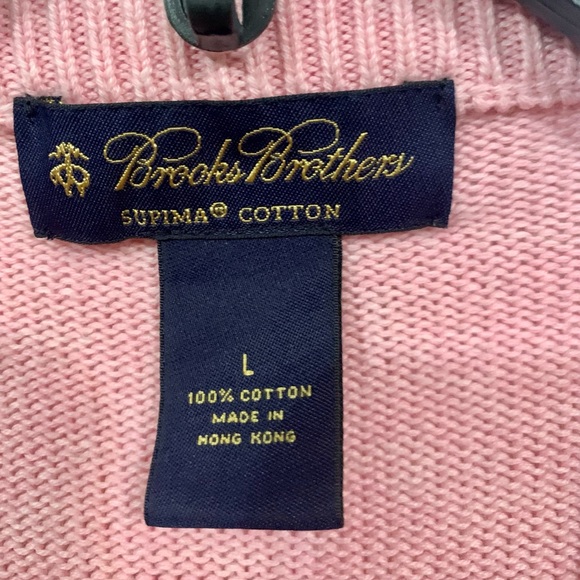 Brooks Brothers Supima Cotton Pink V-Neck Sweater, Size Large - Picture 4 of 6